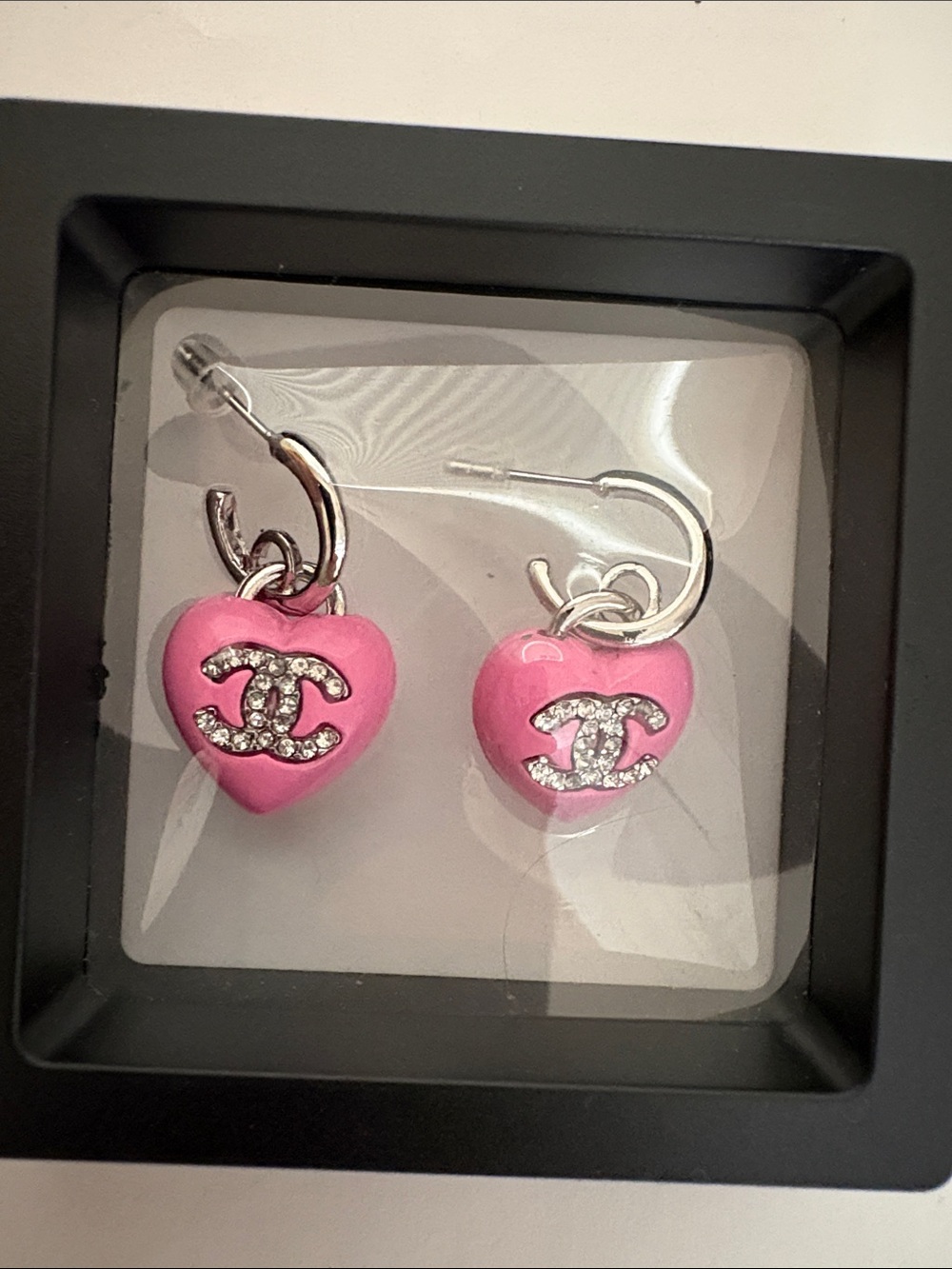 Pink Silver-Tone Earrings